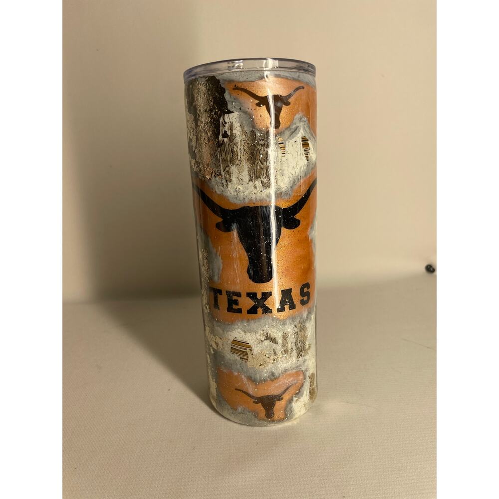 Handcrafted Austin Texas Longhorns Football Tumbler Custom Painted Skinny 20oz